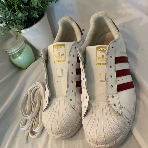 adidas Other - Adidas, superstar size 13 white with burgundy still have some life in them
